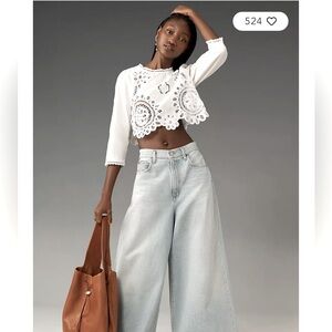 NWT anthropology hunter bell white crop top